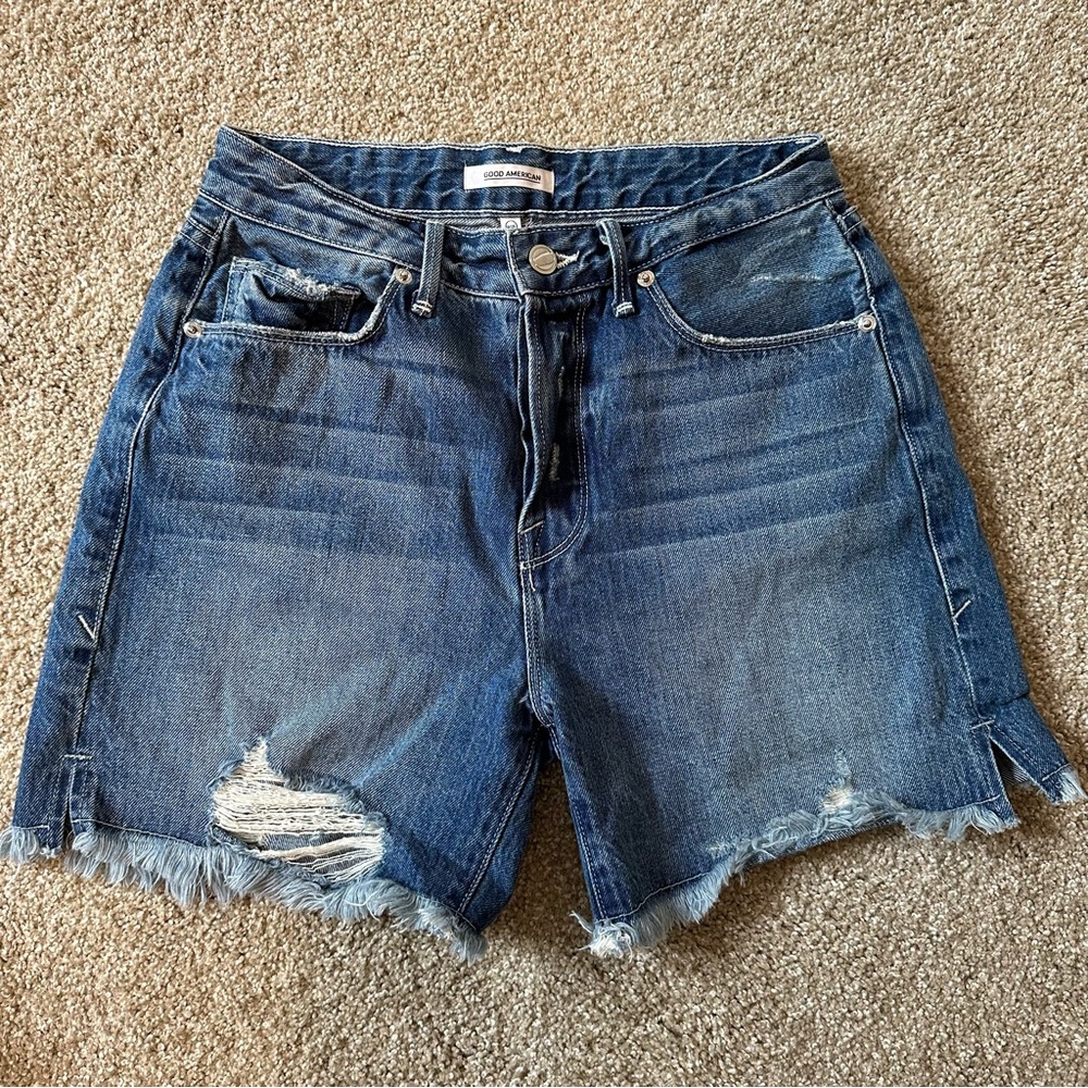 good American 90s high-waist cut-off denim shorts